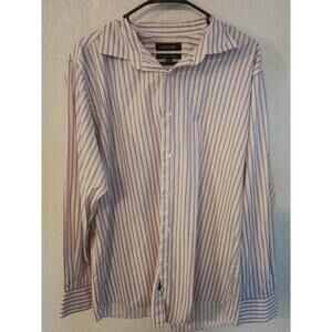 Murano Italian Fabric Men's Shirt Purple Size L Long Sleeve Button Dress Shirt